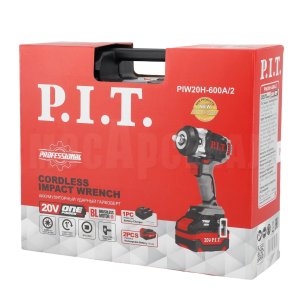 Гайковерт ударный аккумуляторный бесщёточный P.I.T. PIW20H-600A/2